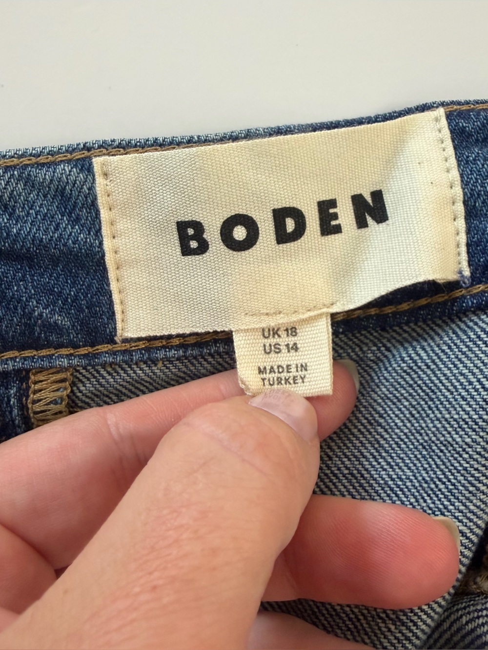 Boden Skirt Womens 14 Joy Panelled Denim Midi High Rise - Picture 4 of 8